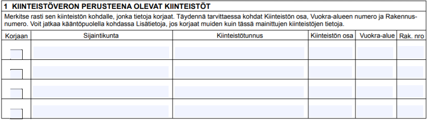 Kiinteistöveron perusteena olevat kiinteistöt