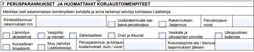 Perusparannukset ja huomattavat korjaustoimenpiteet