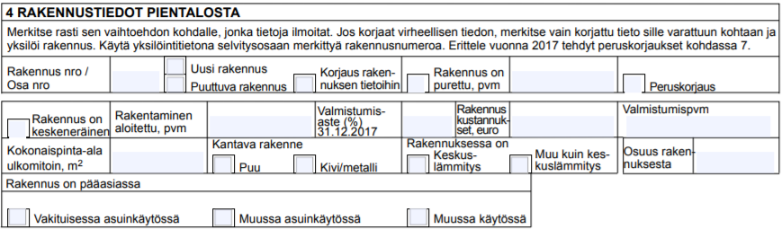 Rakennustiedot pientalosta