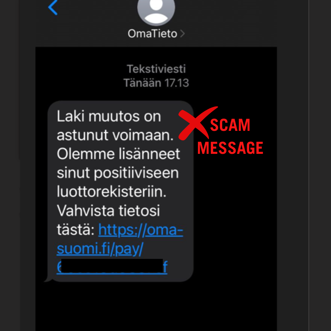 Example of a scam message