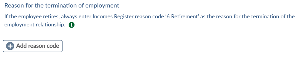 E-service function, Add reason code.
