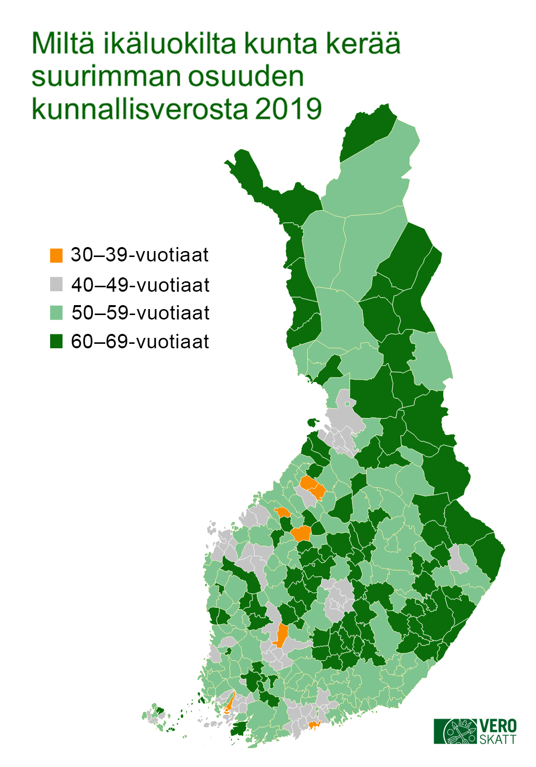 Miltä ikäluokilta kunta kerää suurimman osuuden kunnallisveroista 2019