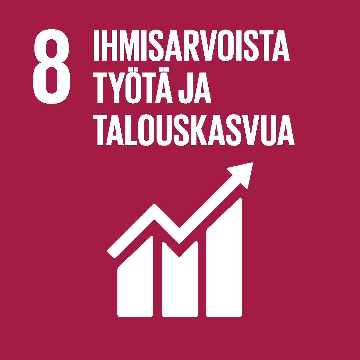 Kestävän kehityksen tavoite 8: ihmisarvoista työtä ja talouskasvua.